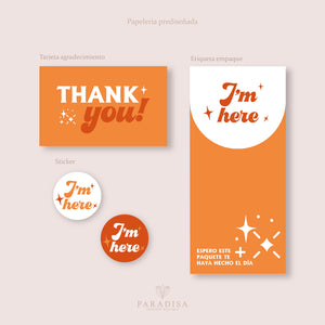 Diseños set de agradecimiento, sticker y etiqueta para empaque