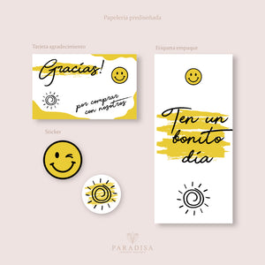 Diseños set de agradecimiento, sticker y etiqueta para empaque