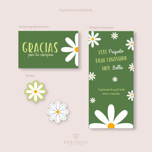 Diseños set de agradecimiento, sticker y etiqueta para empaque