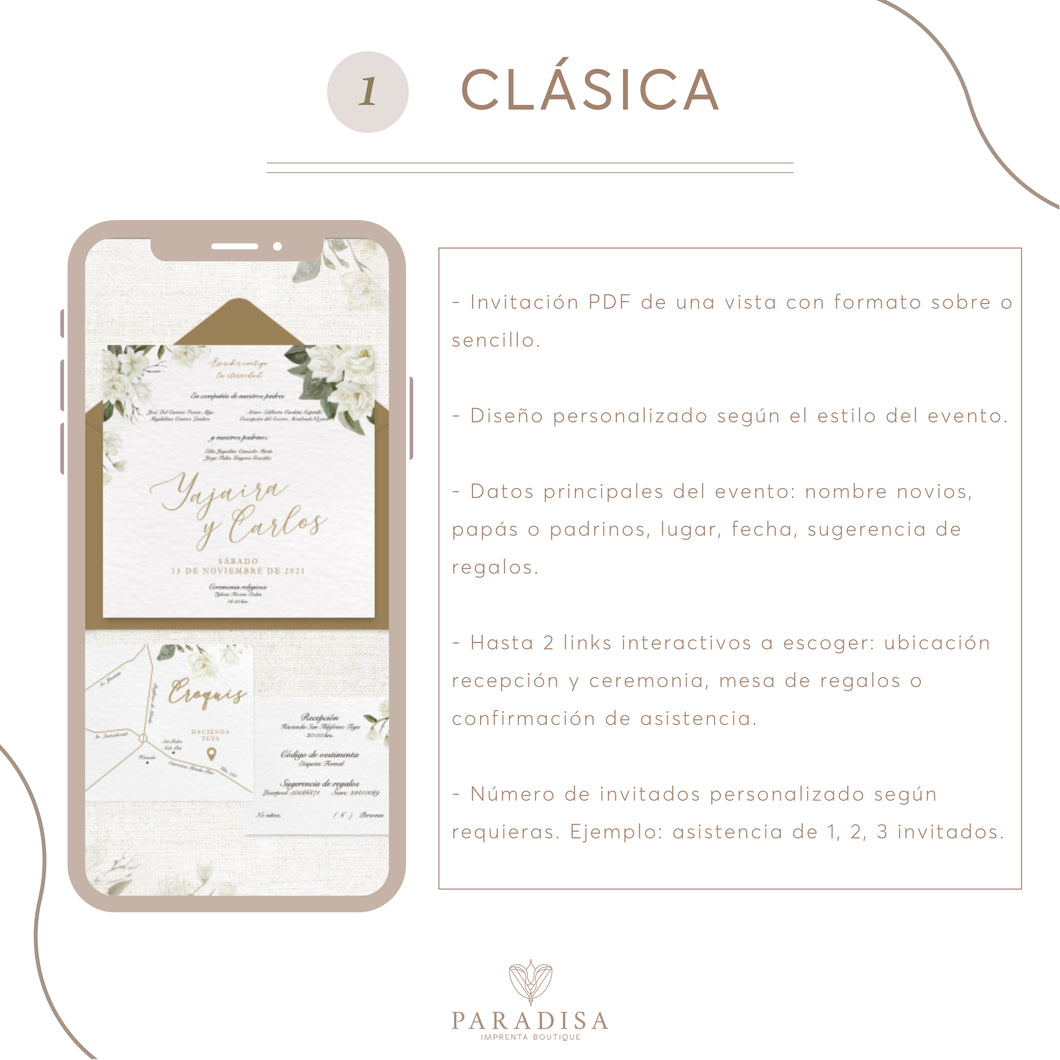 Invitación digital PDF interactivo personalizada